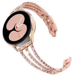 Elegant Diamond - Encrusted Metal Chain Watch Strap in Stainless Steel, 20/22mm - 22mm (Rose gold)