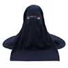 H225 Three Layers Chiffon Fabric Niqab Tie back Face Mask Cover Muslim Hijab Scarf Headscarf Turban Cap Bonnet 1
