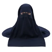 H225 Three Layers Chiffon Fabric Niqab Tie back Face Mask Cover Muslim Hijab Scarf Headscarf Turban Cap Bonnet 1