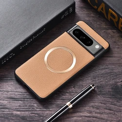 Enhanced PU Leather Magnetic Wireless Charging Case - Premium Hard Back Cover - Google Pixel 11 (Light brown)