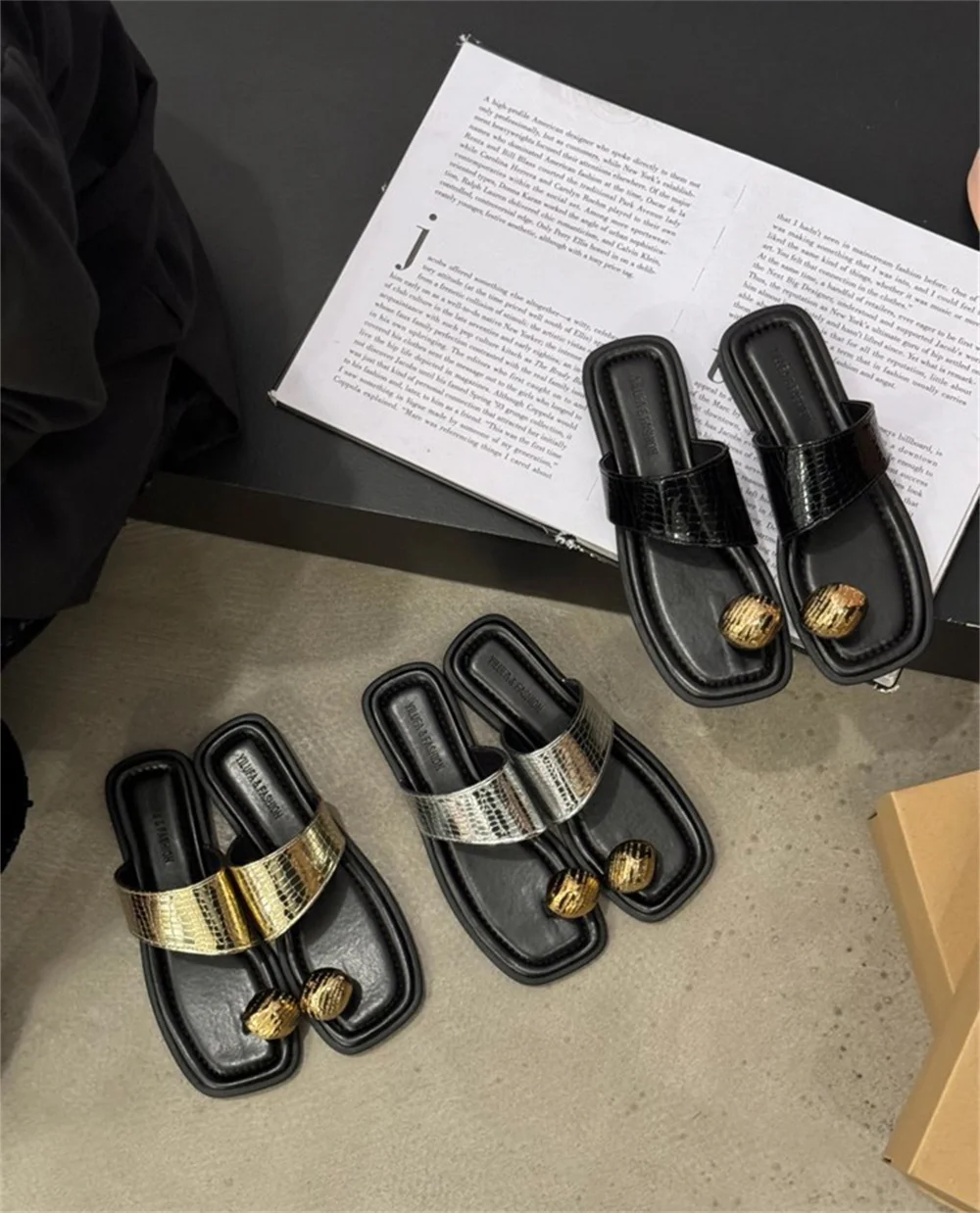 

Туфли Muller женские с крокодиловым узором, мягкая кожа, металлическая пряжка, Мягкие Шлепанцы, пляжная обувь с носком, лето 2024