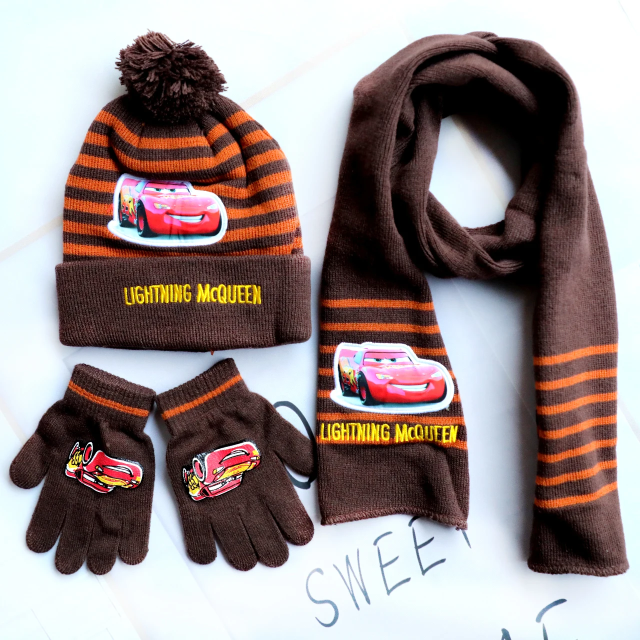 ファッション雑貨・小物その他 Alexander Mcqueen Scarves Hats & Gloves 3-8Years New Autumn Winter Children Cars Lightning Mcqueen
