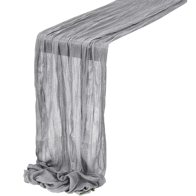 Long Wedding Table Runner Crumpled Table Runner Cheesecloth Table Cloth