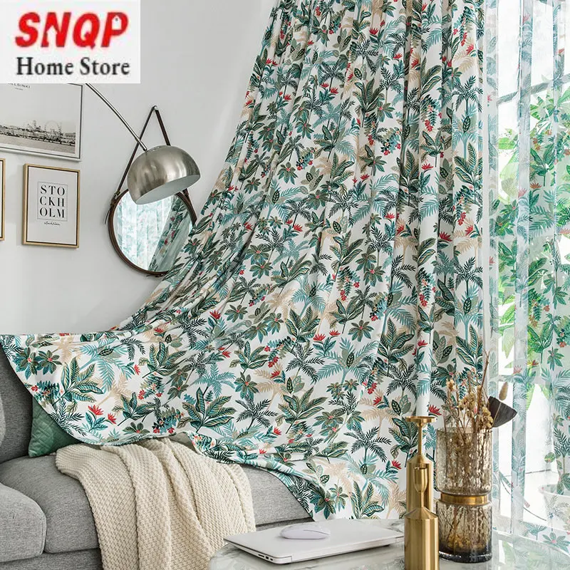 

Modern Simple Children's Room Nordic Forest Printing Flannel Home Customization Blackout Curtains for Living Dining Room Bedroom