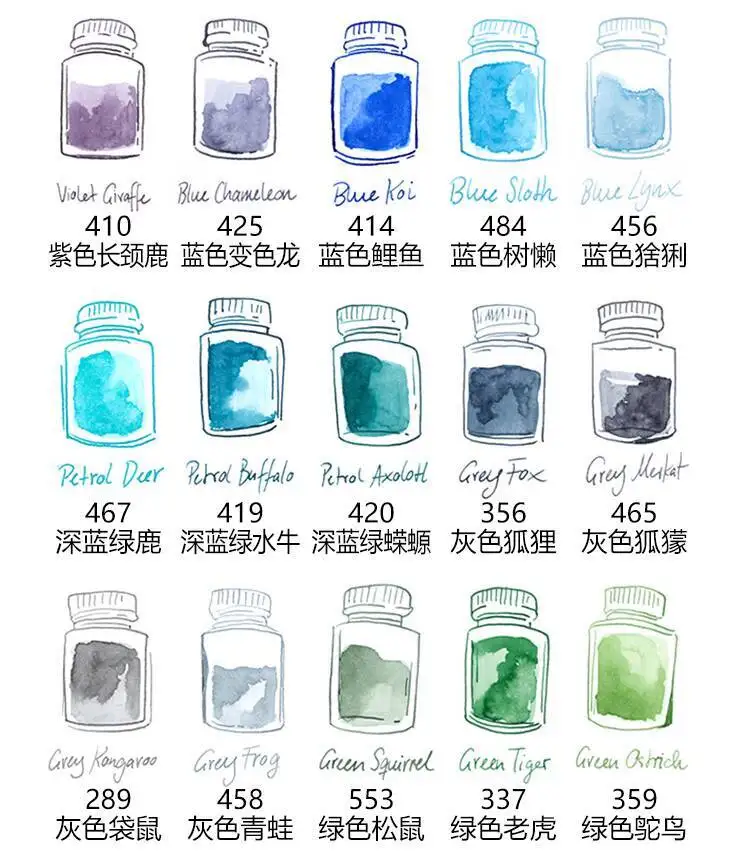 AUSTOP 드로잉 잉크 투명 액체 수채화 물감 방수 잉크 만년필 연한 색 라인 드로잉 리필 액체 10ml