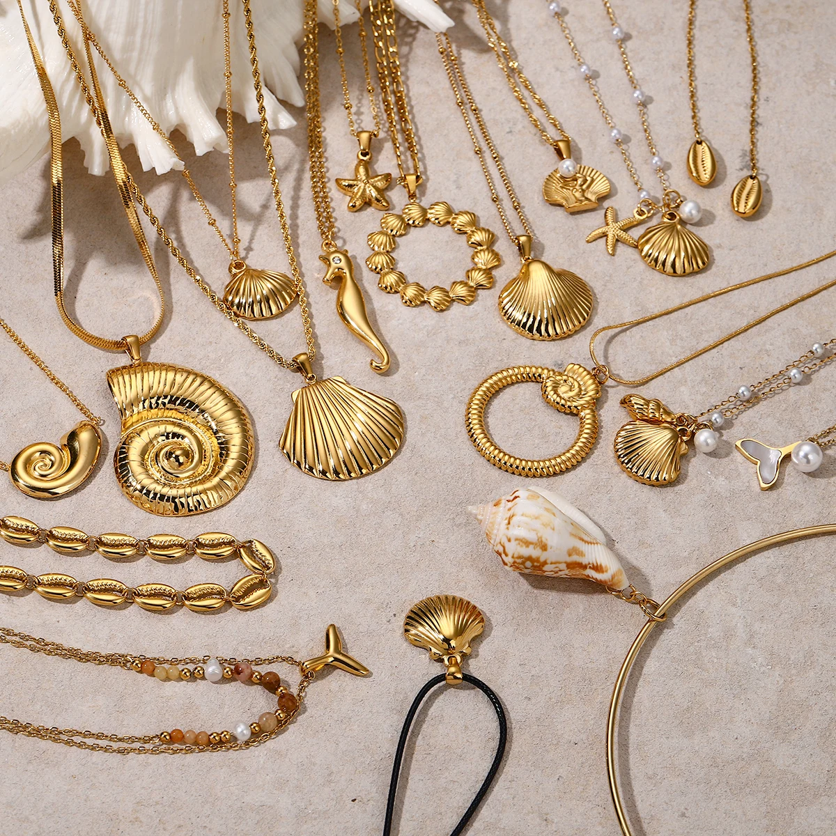 Starfish Necklace Seashell Necklace Summer 18K Sea Ocean