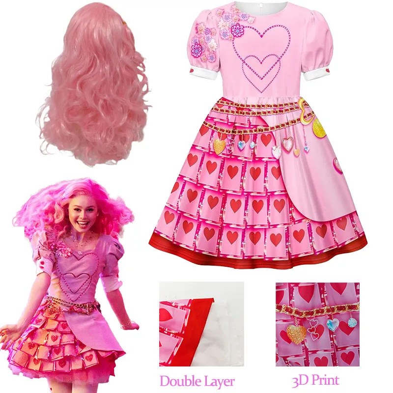 The Rise of Red Cosplay Costume for Girls Halloween Pink Dresses Movie Descendants 4 Princess Carnival Party Fancy Clothes Wigs