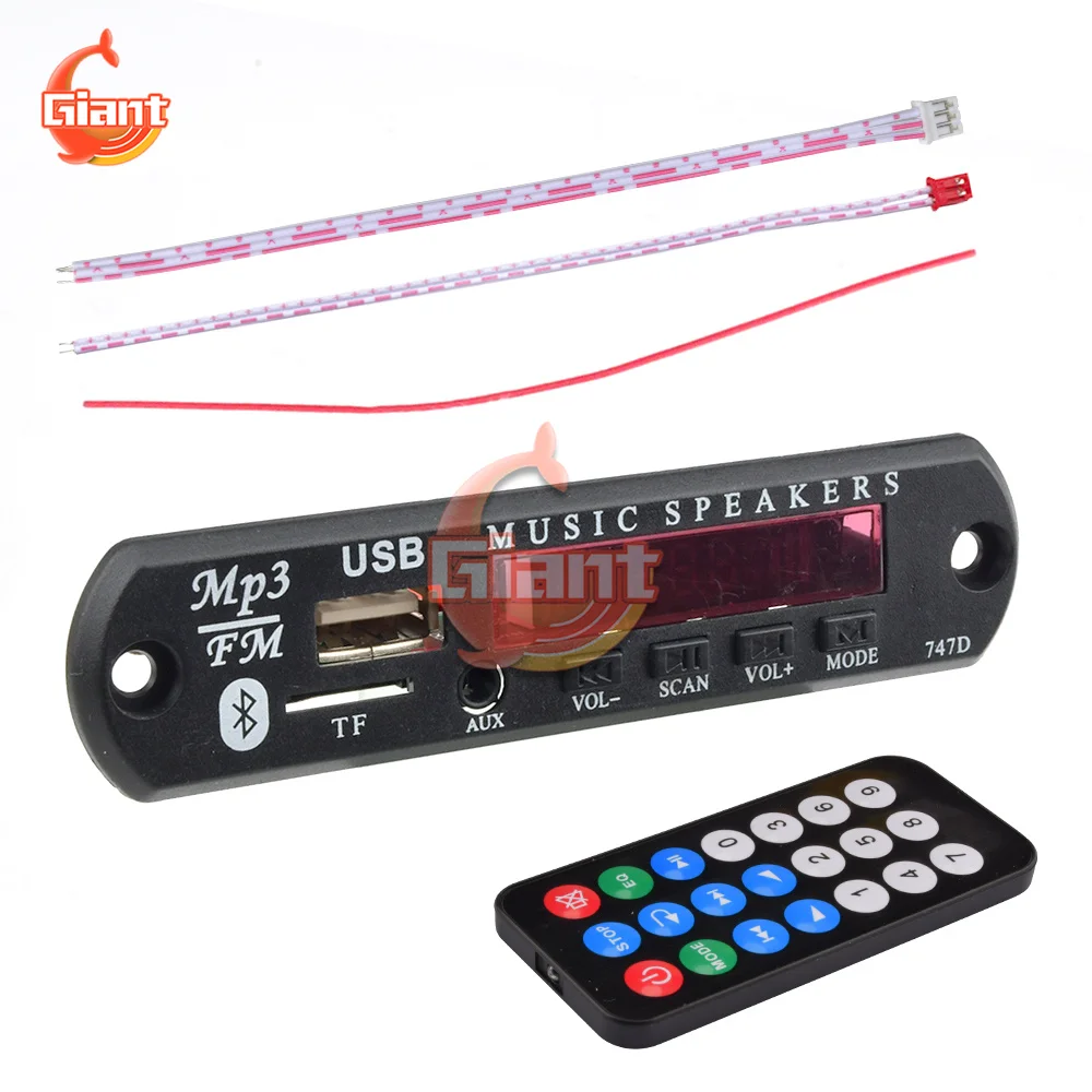 

9V 12V MP3 WMA Decoder Board Audio Module Bluetooth 5.0 MP3 Color Screen TF Radio Wireless Music Player with Remote Control
