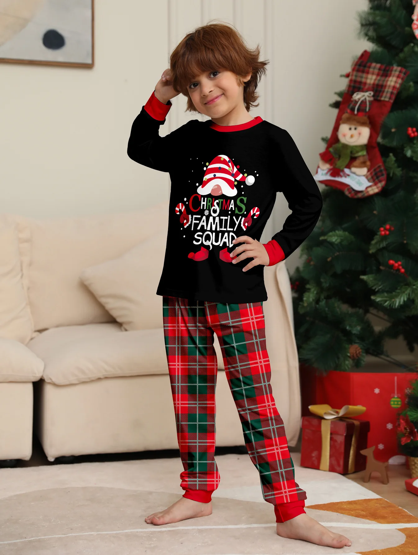 Christmas Family Outfit Mom Daughter Dad Son Family Matching Pyjamas Set Soft long sleeved pyjamas Cute baby and dog jumpsuit 5