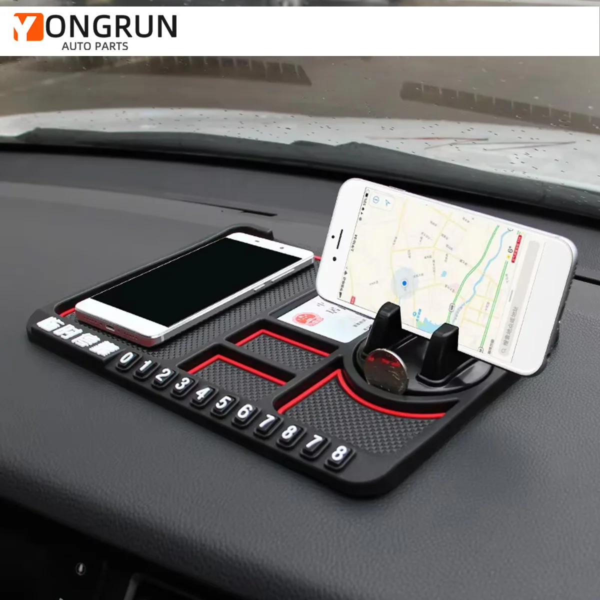 Car Anti Slip Pad Holder Car Phone Holder Multifunctional Internal Supplies Storage Pad Temporary Parking Number Universal 1pc