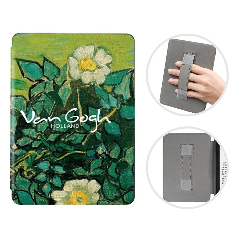 Premium Leather E-Reader Case with Screen Protector and Hand Strap, Auto Wake/Sleep Feature