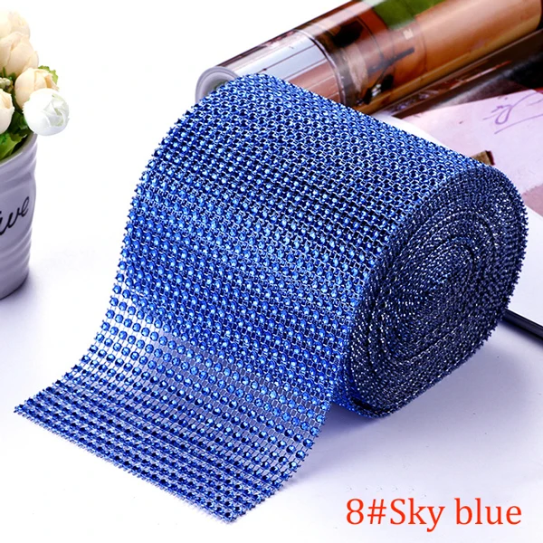 10-Yard Rhinestone Mesh Trim with 24 Rows for DIY Wedding and Party Decoration