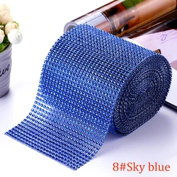 10 - Yard Rhinestone Mesh Trim with 24 Rows for DIY Wedding and Party Decoration (8 sky blue)