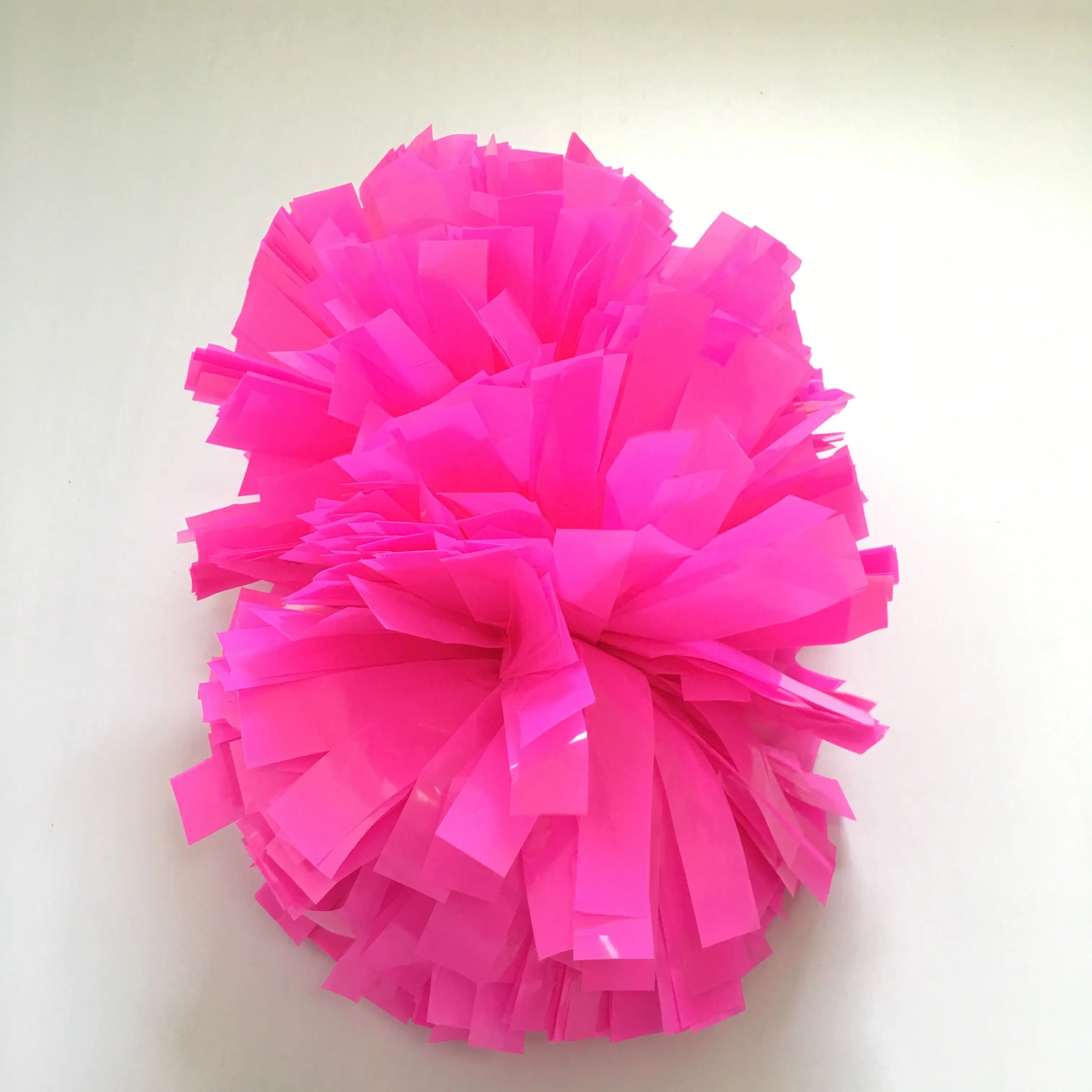 6 Inch Wet Look Plastic Neon pink Cheerleader Pom Poms