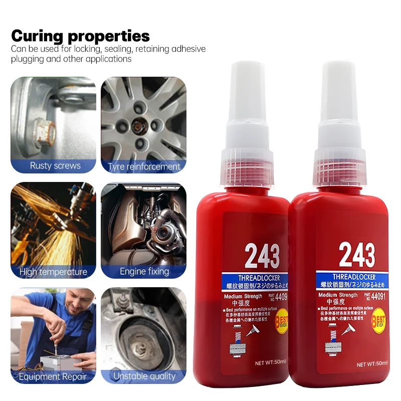 50ml Threadlocker Quick Drying Screw Locking Agent 242 243 272 Thread Lock Fluid Strong Anti-slip Thread Fastening Adhesive threadlocker glue