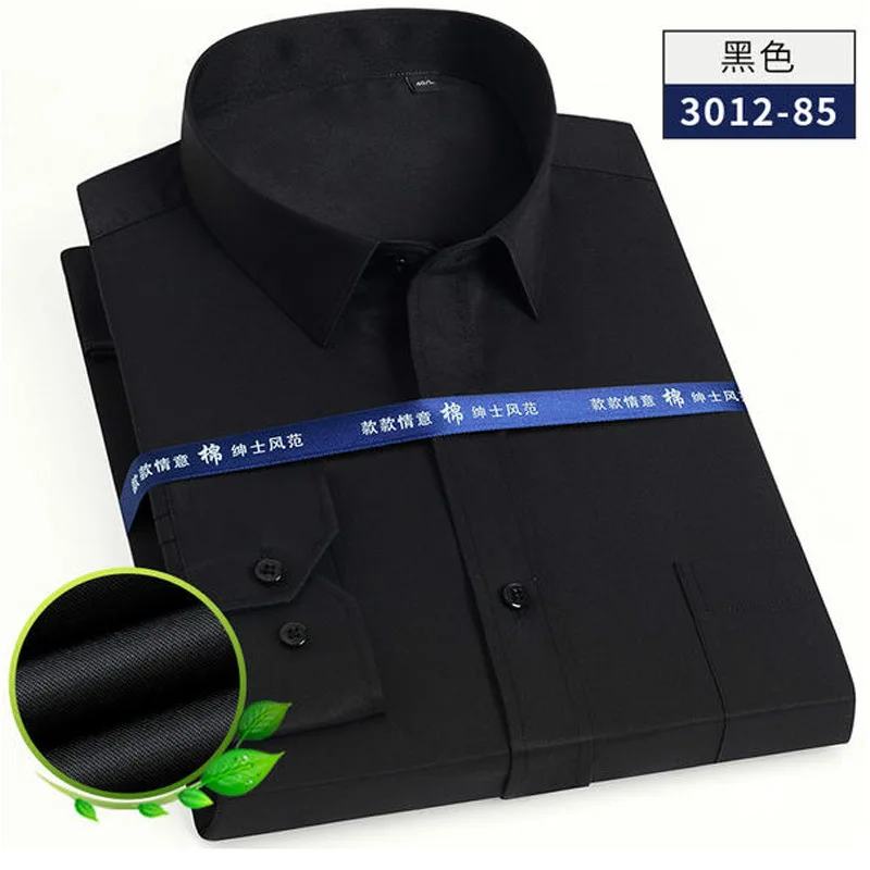 Plus Size S to 8XL Men's Classic Solid Basic Dress Shirts For Men  Patch Pocket Formal Business Standard-fit Office Social Shirt