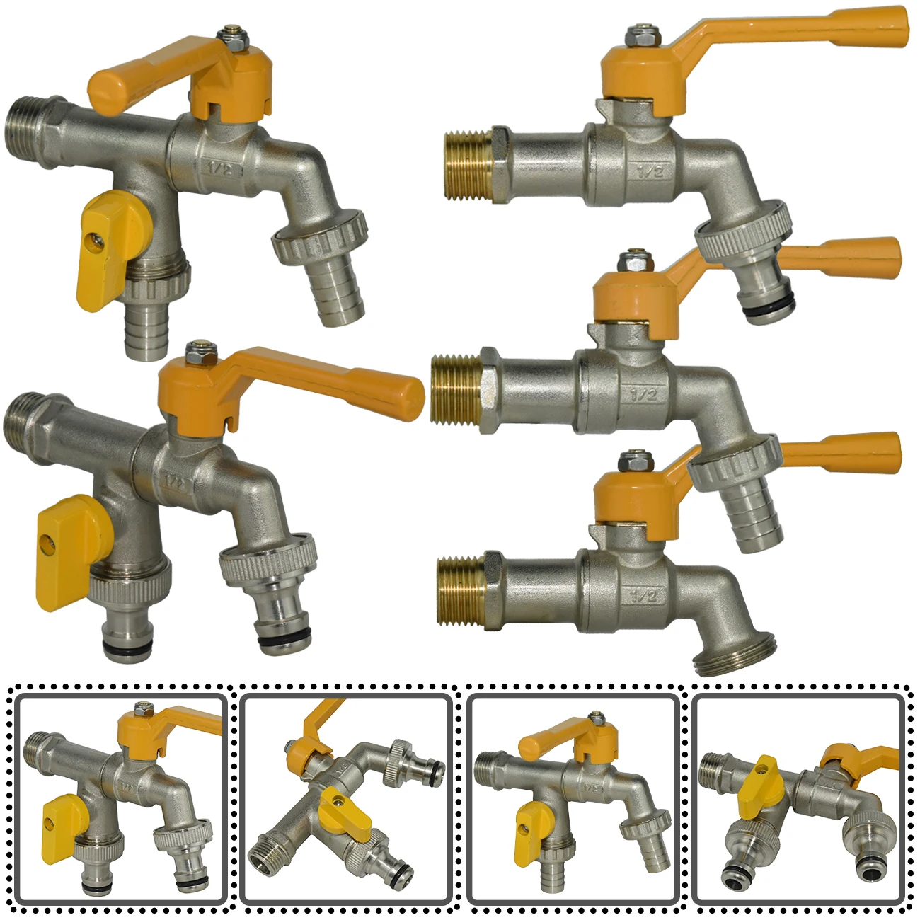 TapValveFaucet12GardenLeverWaterBallValvewConnectorDouble