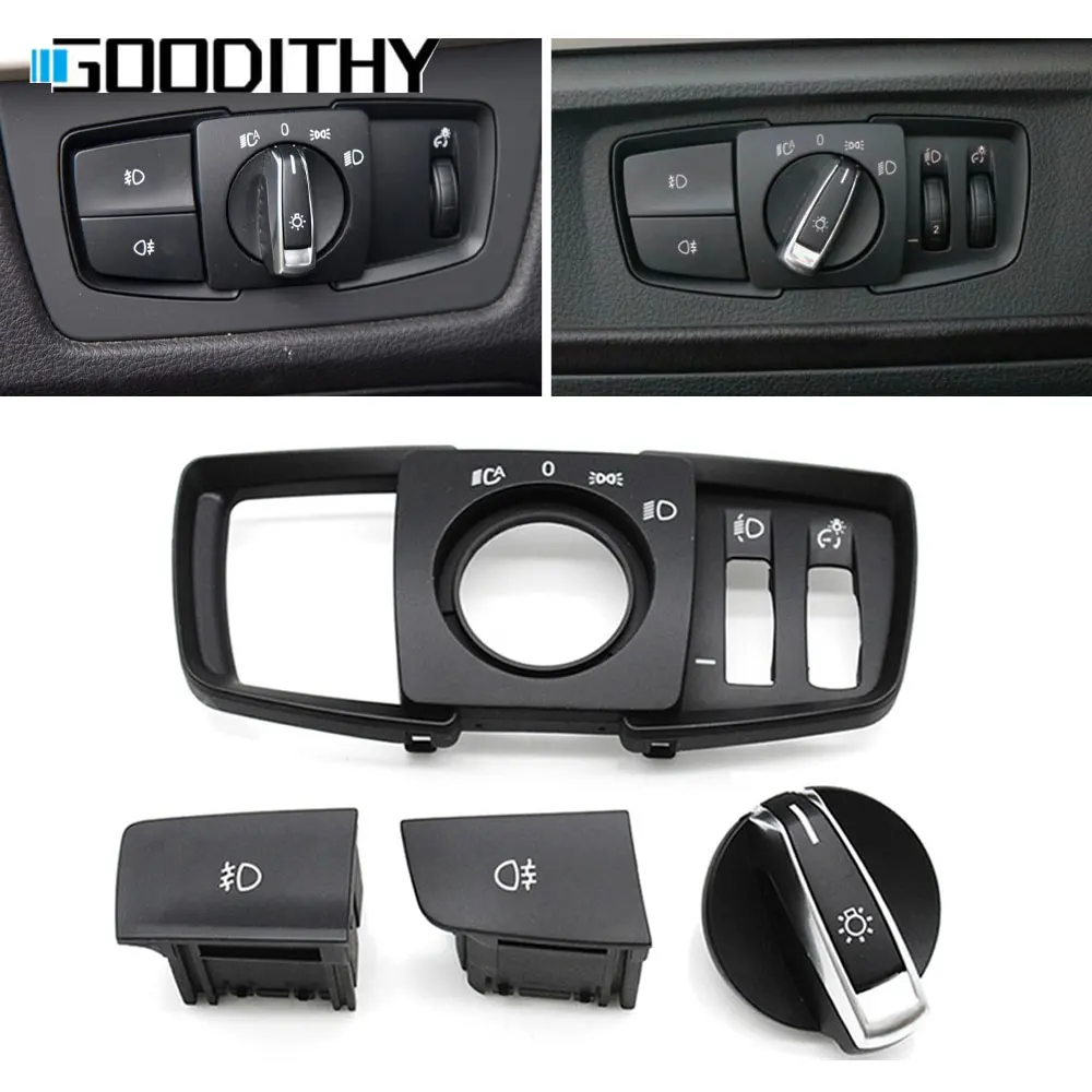 Interior head lamp rotary foglight cap button headlight switch cover panel for BMW 1 2 3 4 X1 X2 Series F20 F45 F30 F31 F48 F39 car headlight switch