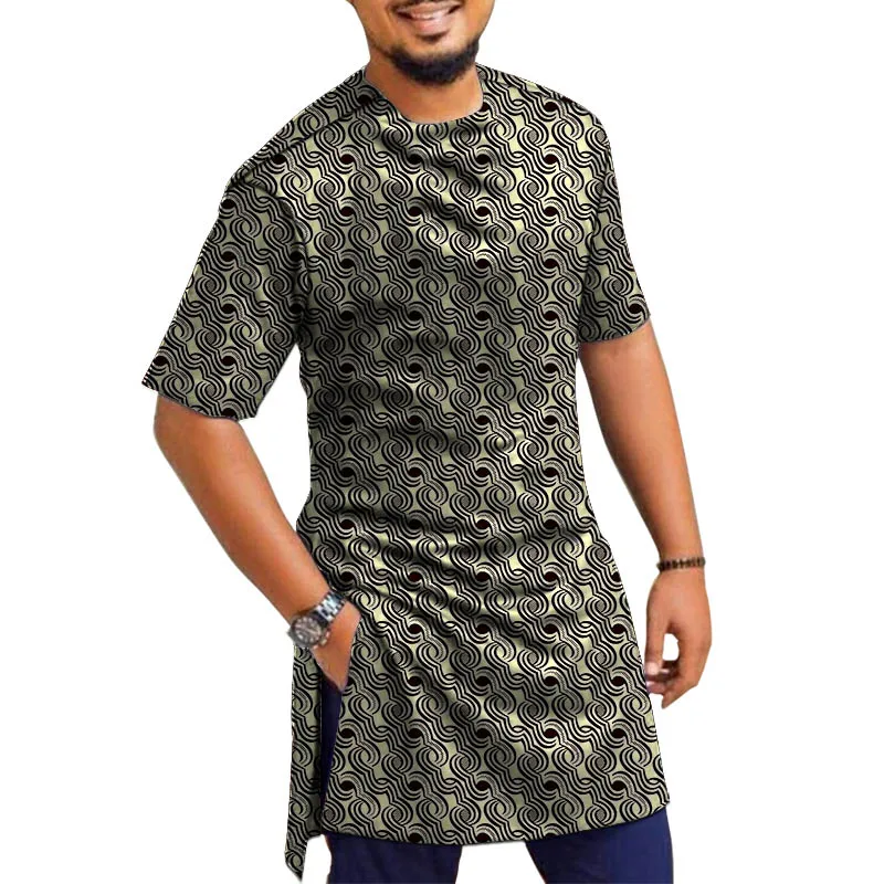 Summer Fashion Men's Print Tops Guaranteed African Wax Half Sleeve Ball Party Shirts