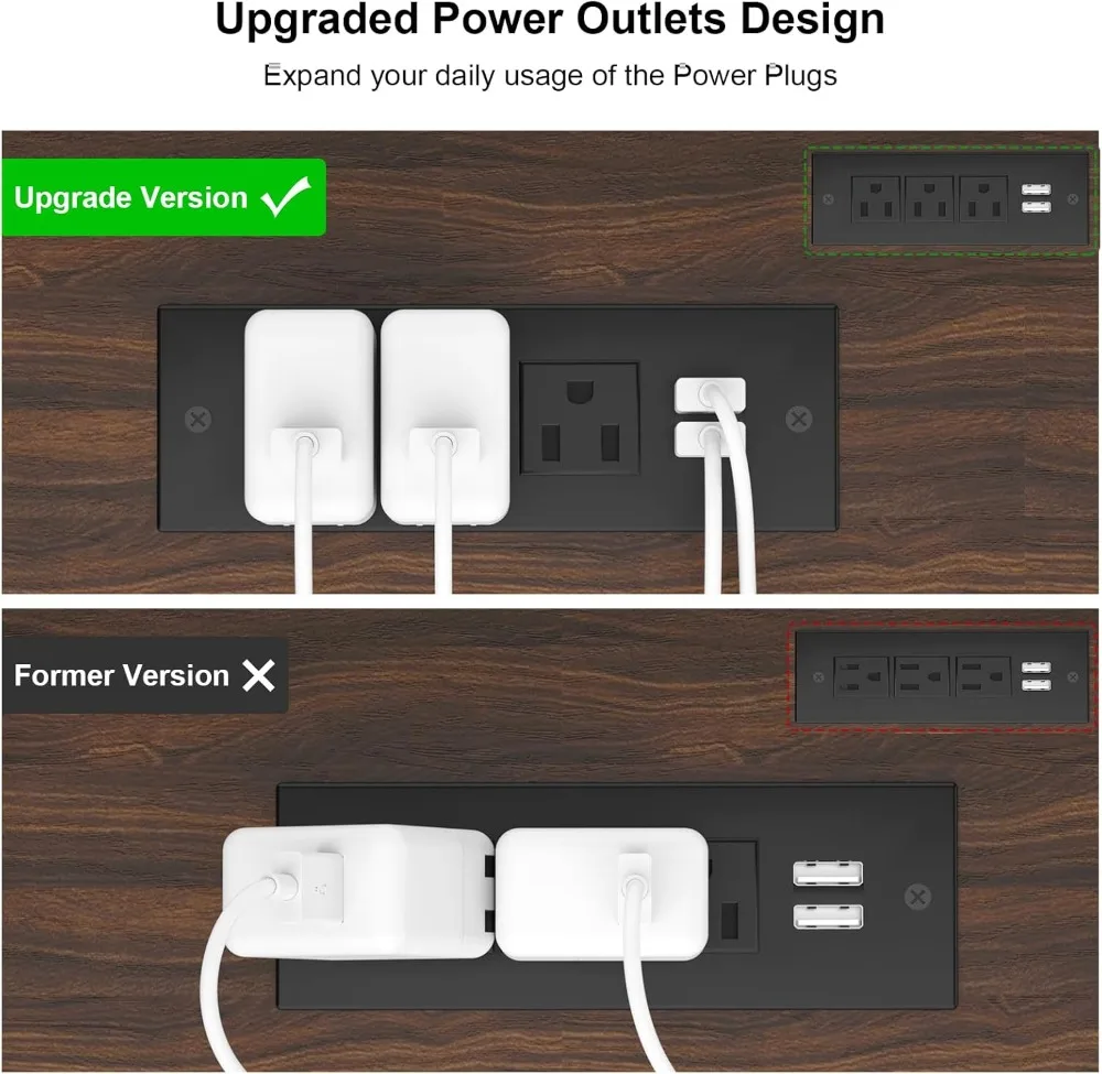 47'' Entryway Table with Outlets & USB Ports, 3 Drawers, Storage Shelves for Living Room, Black Walnut