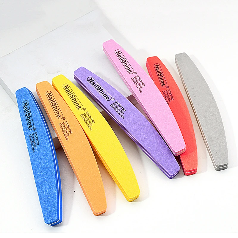 10 개/몫 Halfmoon 양면 네일 파일 버퍼 100/180 연마 그라인딩 매니큐어 페디큐어 네일 버퍼 파일 도구