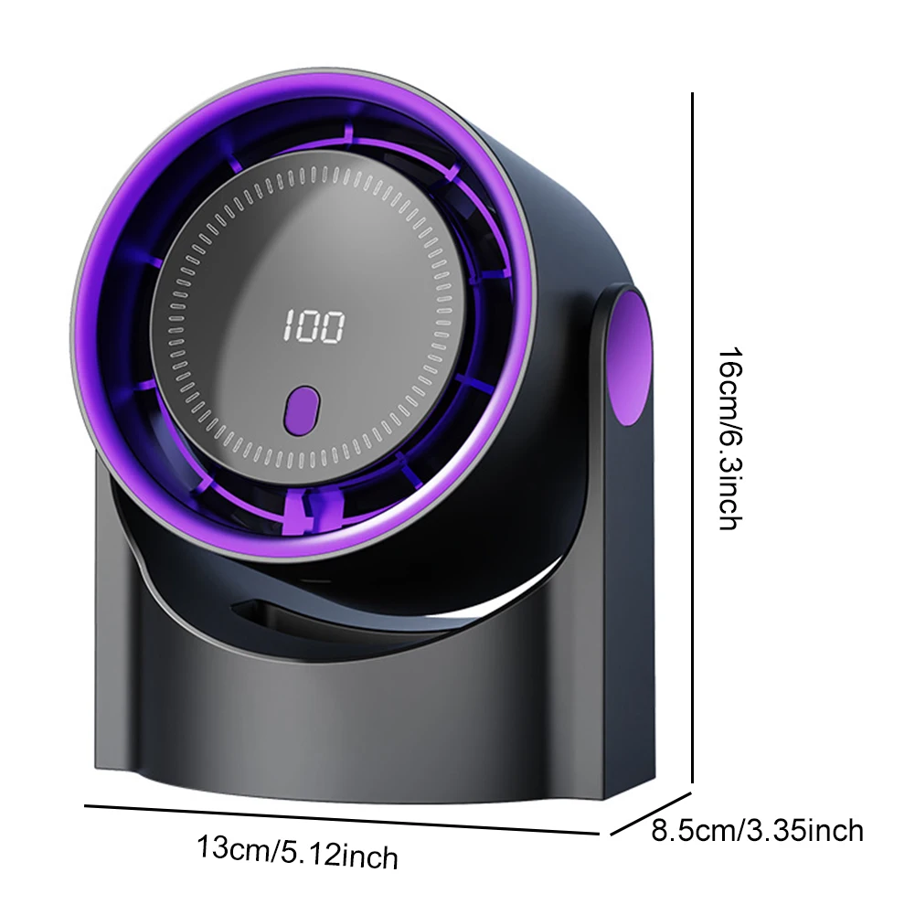 100 Level Desktop Cooling Fan USB Rechargeable Electric Personal Fan Digital Display Wall Mount Turbo Fan for Home Office