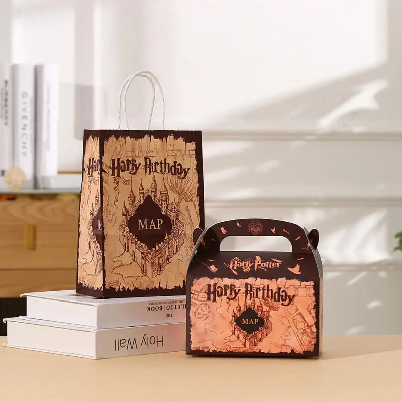 Harry Potter Peripheral Tote Bag Can Hold Candy Gifts, Magic School Kraft Paper Bags, Birthday Parties, Horn Boxes