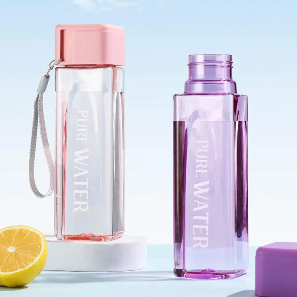 500ML Simple Square Water Bottle Personalized Portable Outdoor Sport Leak Proof Heat-resistant Transparante Cup Bottle water bottle