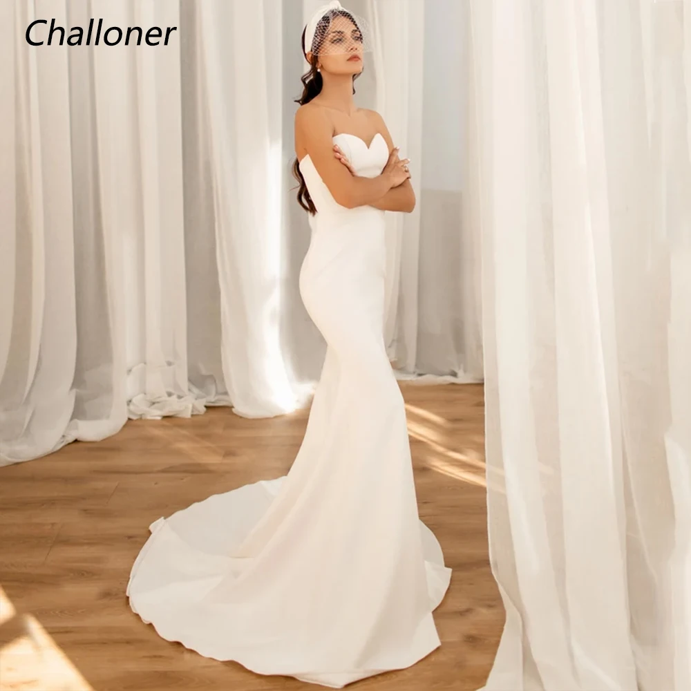 

Simple Sweetheart Mermaid Wedding Dress Women Sleeveless Backless Zipper Bridal Gown Floor Length Vestidos De Novia Challoner