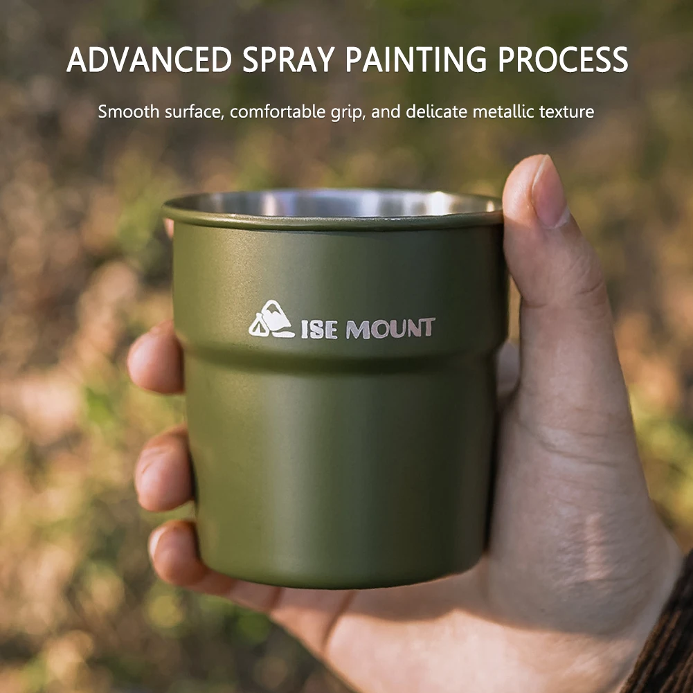 300ml Outdoor Camping Cup Portable Stainless Steel Camping Mug Stackable Lightweight for Travel Hiking Backpacking