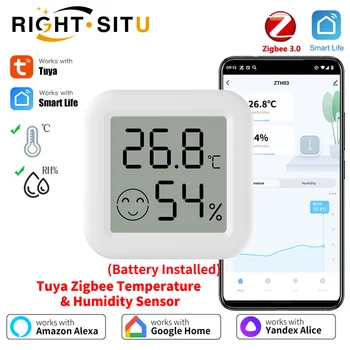 Tuya Zigbee Temperature Humidity Sensor Mini APP Remote Monitor By Smart Life For  Smart Home Work With ZHA Alexa 1