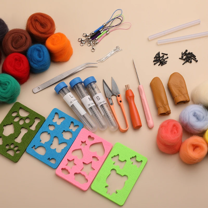 20 Color Needle Felting Kit Wool Felting Tools Handmade Felt Needle Set Wool Fabric Materials Accessories KRABALL needle felt kit needle felting wool wool felting needles wool felting kit