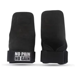 Cowhide Anti-Slip Workout Gym Grips with Wear-Resistant Palm Protection (Black)