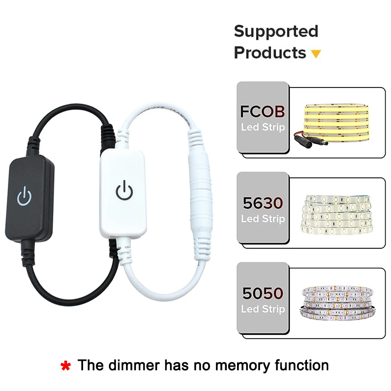 터치 조광기 밝기 제어 조광기 스위치 조정 컨트롤러, 단색 3528 5050 2835 COB LED 스트립용, DC5V, 12V, 24V