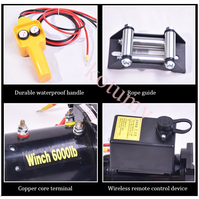 24V/12V 3000LBS Electric Winch Crane Traction Vehicle Mounted Winch  Portable Winch Car Trailer ATV Truck Off Road