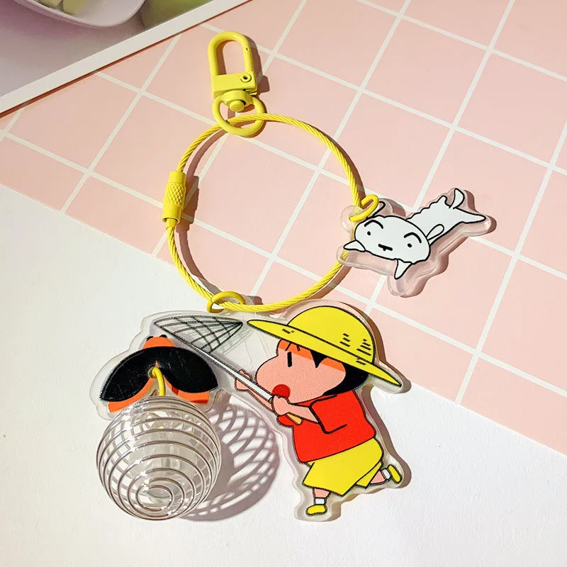 Kawaii Crayon Shin-Chan 아크릴 키 체인 애니메이션 그림 반딧불 열쇠 고리 소녀 배낭 펜던트 어린이 커플 생일 선물 새로운