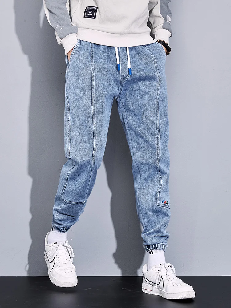 Spring Autumn Plus Size Baggy Jeans Men Black Blue Stretch Cotton Denim Joggers 1