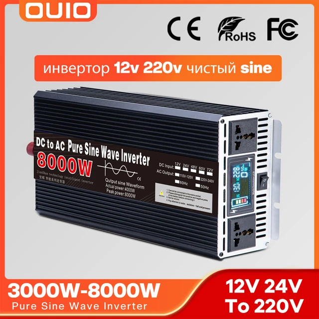 Inverter 12v 220v Pure Sine Wave DC To AC 2000W 3000W 4000W Portable Power  Multi-function Power Converter Car Solar Inverter - AliExpress