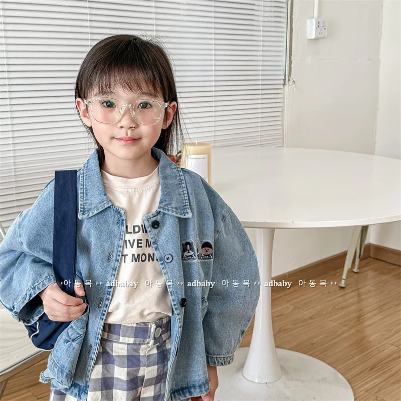 

2023 New Children Denim Jacket Solid Girls Long Sleeve Coat Baby Soft Denim Clothes Fashion Boys Casual Jacket Kids Coat