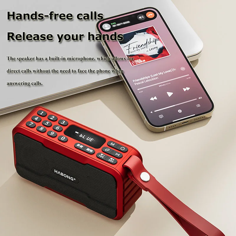 Portable Radio FM Mini Bluetooth Radios Speaker Hifi Sound Soundbar Subwoofer Handsfree Walkman Music Player Recorder with Mic