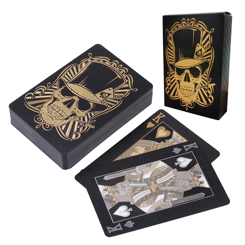 Black Gold Skull Playing Cards Game Group Plastic Waterproof Poker Durable Home Party Board Games Travel Gifts Collection playing cards,plastic playing cards,poker set