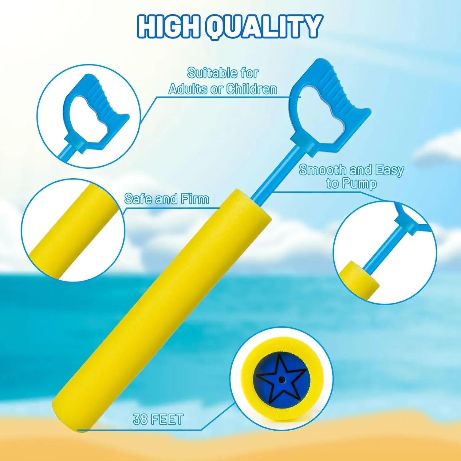 Summer beach water toy children's large draw type foam water gun EVA material high-pressure water gun outdoor water play 4