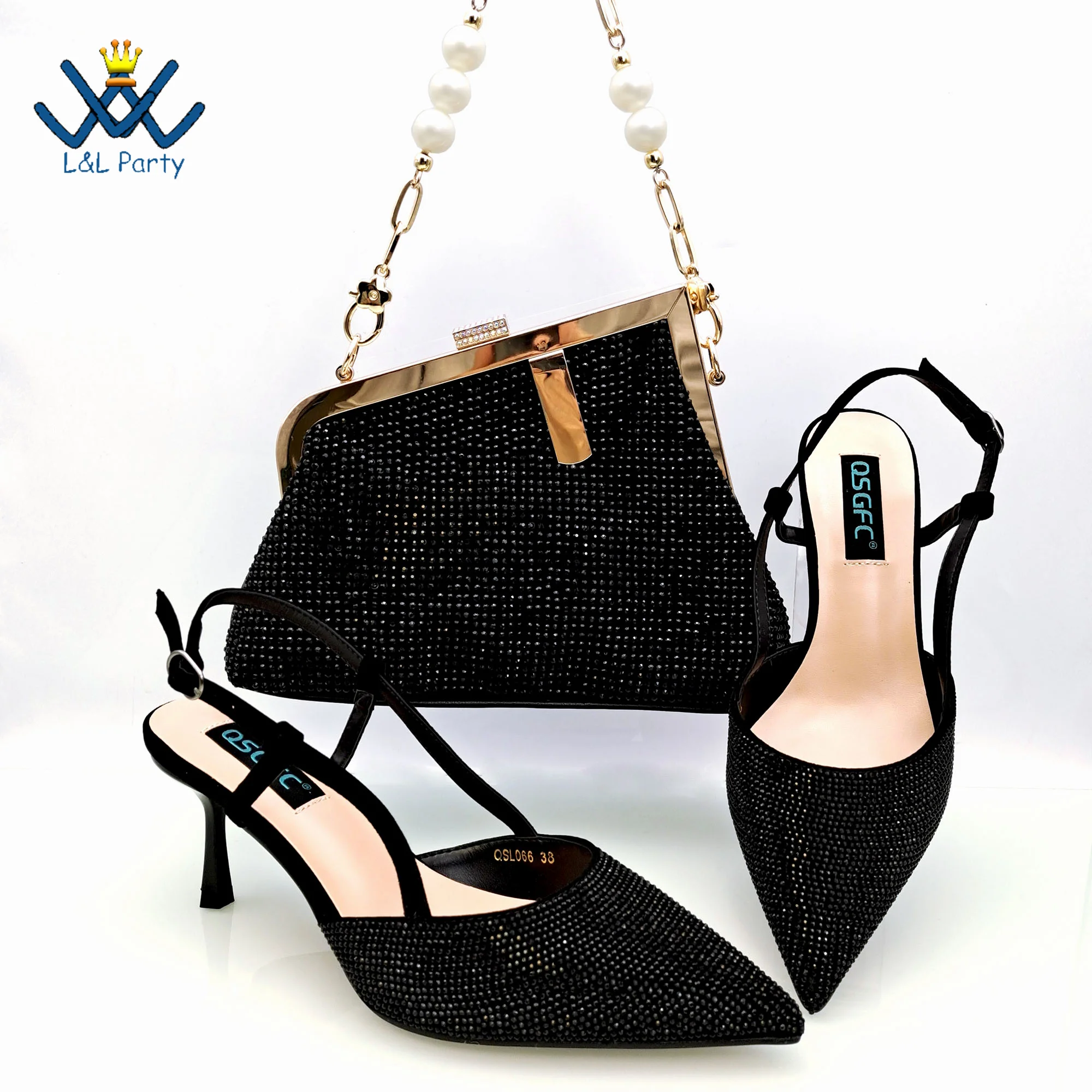 

Новинка лета 2024, лидер продаж, Милая женская фотоблестящая обувь черного цвета с блестящим кристаллом для свадьбы