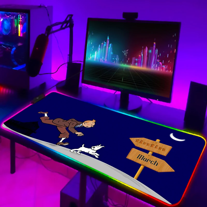 Adventures Of Tintin Mouse Pad Cartoon Desktop Table Mat Anime Keyboard