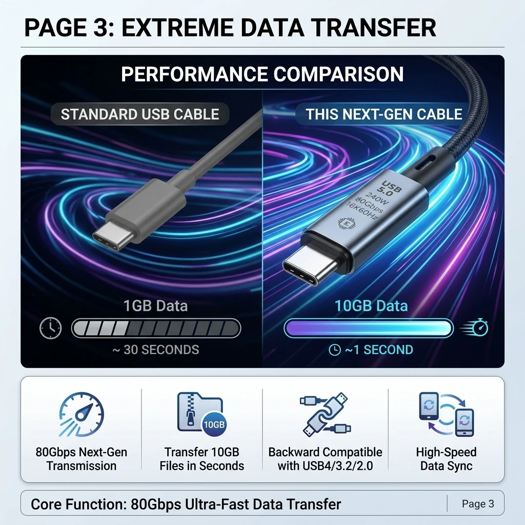 Ultra-Speed 240W USB Type C to Type C Cable with Fast Charging & 16K Video Support
