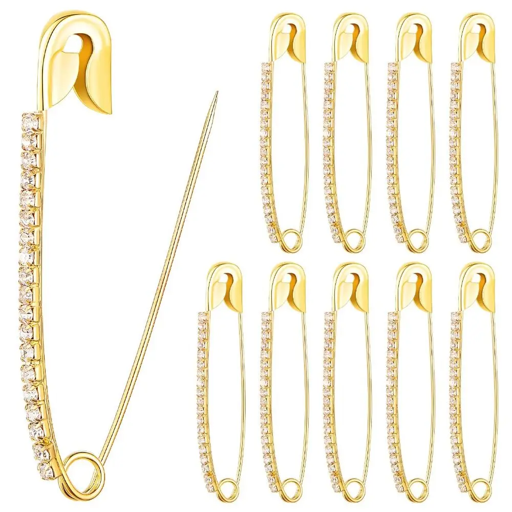 Brooches Clothing Rhinestone Safety Pins Lapel Collar Sweater Pins Silver Tone Sweater Shawl Brooches Clothing Accessory