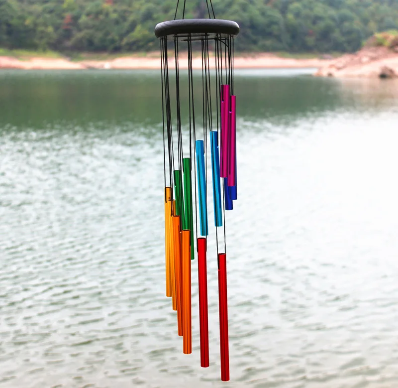 Aluminum Alloy Wind Chimes 12 Tubes Hook Gold/silver Bells Outside Home Wedding Party Decoration