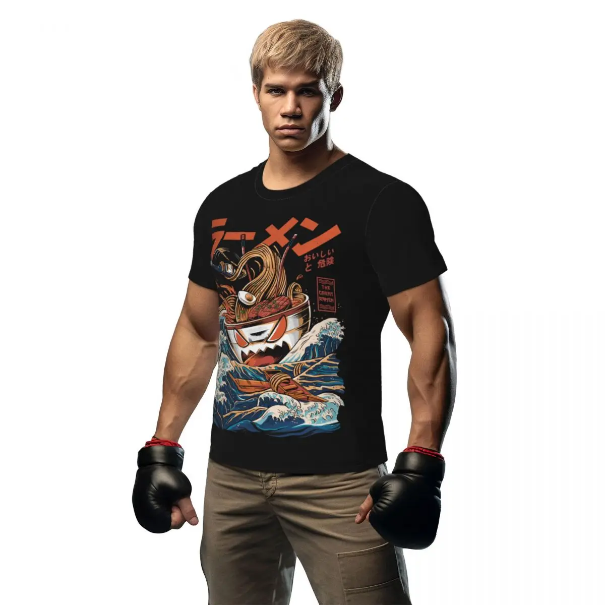 

The Great Ramen Off Kanagawa T-Shirt Men Japanese Food Streetwear Sportswear T Shirts Breathable Fashion Tee Shirt Plus Size