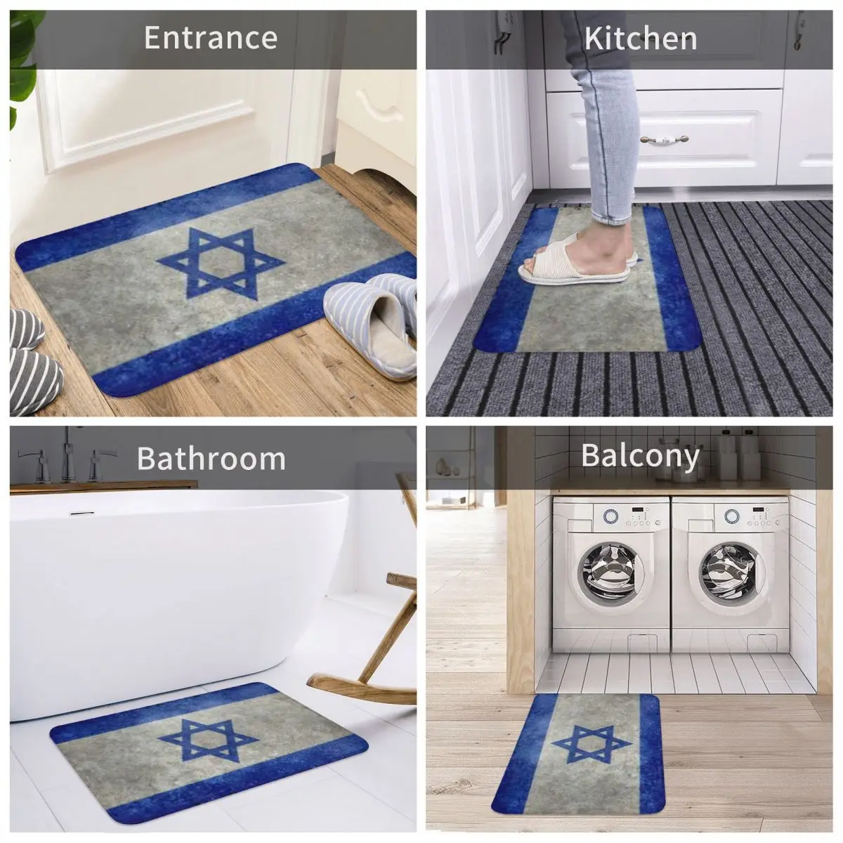 Israel Flag Anti-slip Doormat Floor Mat Sand Scraping Carpet Rug for Kitchen Entrance Home Bathroom Living room Footpad Mats floor mat,non slip mat,door mat,carpet mat