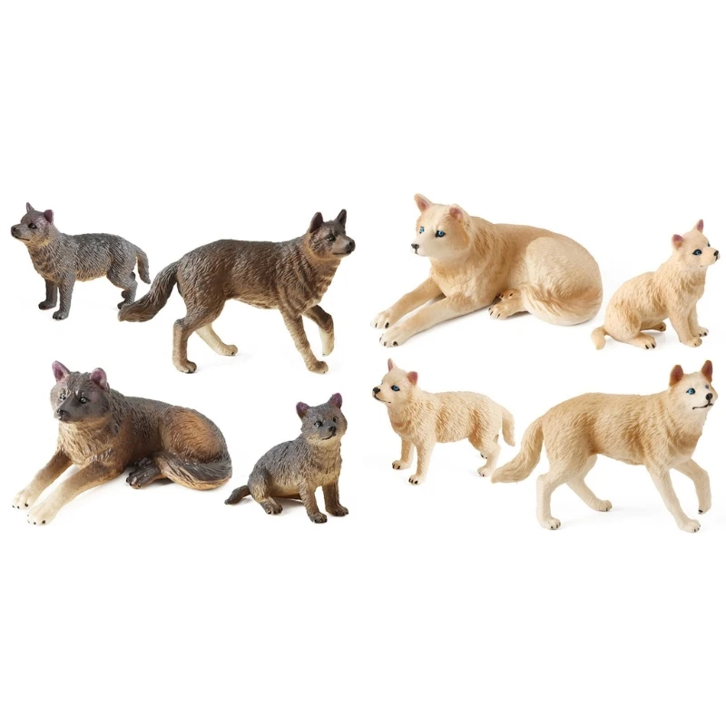 

4Pcs Realistic Jungle Animal Model Toy Decors Plastic Wolf Figurines Figures Toy Education Gift Garden Decorations